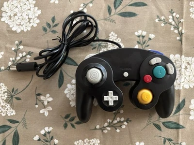 Paquete de controlador de consola Nintendo GameCube negro OEM DOL-001 probado y funcionando Foto 1 de 4
