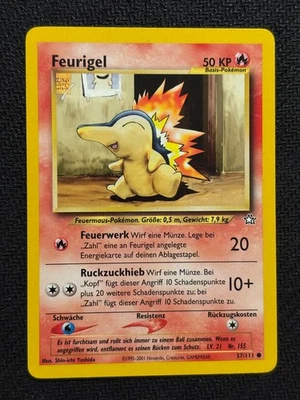 Pokemon Karte Starter Johto deutsch Feurigel 57/111 Neo Genesis guter Zustand - Bild 1 von 2