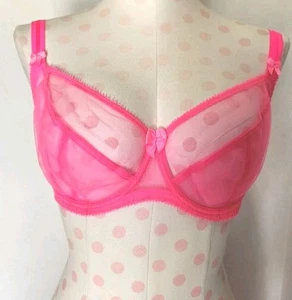 Claudette Dessous 34F -Hot Pink Mesh Full Coverage Underwire Bra CD2000 - Picture 1 of 12