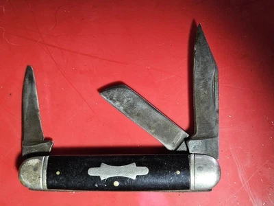 RARO De Colección ROBESON 1324 EE. UU. Cuchillo Manijas de Madera 3 Hojas ¡Bonito Escudo! Foto 1 de 4