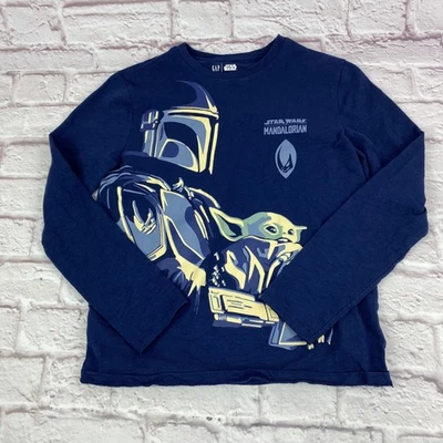 GAP Star Wars Mandalorian Shirt Boys XL Blue Long Sleeve The Child Grogu Disney - Image 1 of 4
