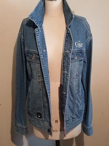 Vintage Lee COCA-COLA Denim Jean Jacket Button Up Stonewashed Blue Unisex - Picture 1 of 17