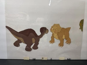 The Land Before Time 1988 Película Arte Animación Producción Cel Littlefoot & Cera - Imagen 1 de 6