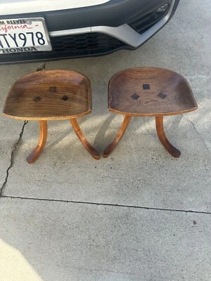 Liberty and Co oaks Thebs 3 leg stool Pair Circa 1900 Egyptian Revival - Image 1 of 4