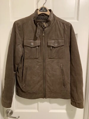 Chaqueta de motociclista remachada para hombre talla pequeña marrón cuero envejecido nueva sin etiquetas Foto 1 de 4