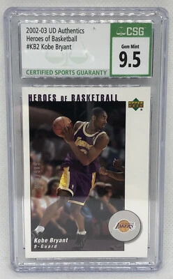2002-03 UD Authentics Heroes of Basketball Kobe Bryant Lakers CSG 9.5 /989 - Image 1 of 2