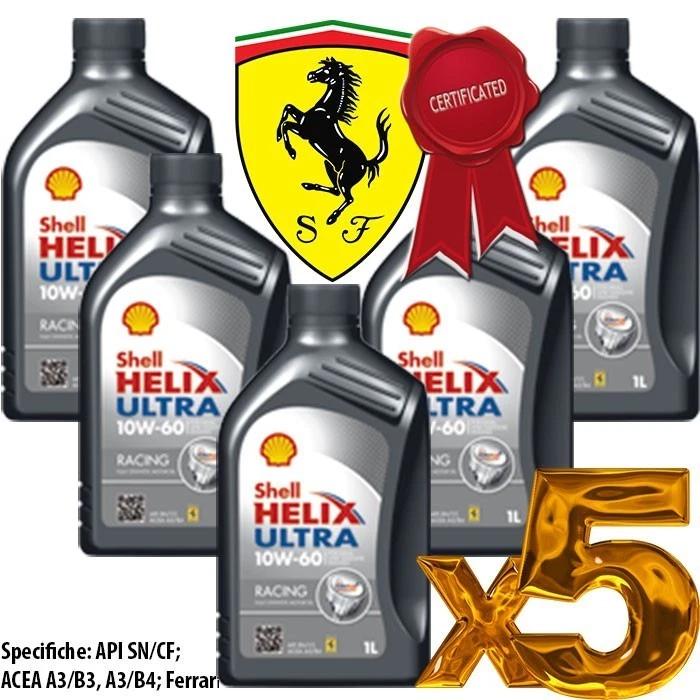 Olio motore auto - Shell Helix Ultra Racing 10W-60 - Offerta 5 L Litri -OFFERTA