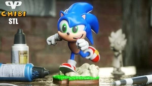 Sonic Chibi Fan Art Hand Painted  3d Printed Action Figure Collectible Art - Picture 1 of 1