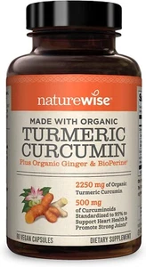 NatureWise Curcumin Turmeric 2250mg 2 Month Supply 95 Curcuminoids with BioPe... - Picture 1 of 24