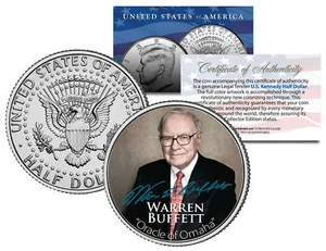 WARREN BUFFETT Most Successful Investor of the 20th Century JFK Half Dollar Coin - Picture 1 of 1