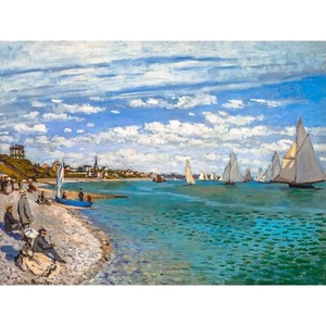 Claude Monet, Regatta at Sainte-Adresse, 1867, 100% Cotton Art Paper, 12" x 16" - Picture 1 of 10