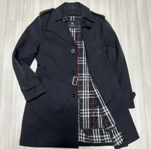 BURBERRY BLACK LABEL Trench coat Belt Liner Nova check L Polyester Navy Men Used - Picture 1 of 10
