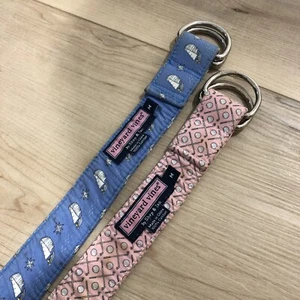 (2) Vineyard Vines Martha’s Vineyard Preppy Golf Boat D Ring Belts Size M Medium - Picture 1 of 5