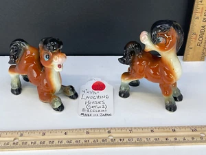 (J-204) (SET-2) VINTAGE 1950's-60's Ceramic Laughing Horse Figurines - Japan - Picture 1 of 11