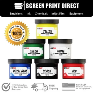 Screen Printing Plastisol Ink Kit - Low Temp Cure 270F - 6 Colors - 8oz  - Picture 1 of 5