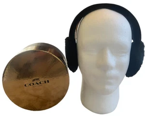 COACH Black Signature Shearling Logo Ear Muffs Detachable Earphones With Box $98 - Picture 1 of 15