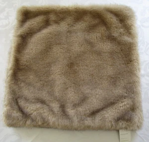 Pottery Barn Faux Fur Mink Pillow Cover 24x24” BEIGE BROWN BLACK TIPPED - Picture 1 of 9