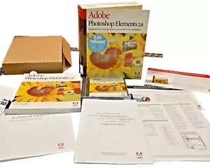 ADOBE PHOTOSHOP ELEMENTS 2.0 Box, Manual, CD Disk W/ Serial Numbers - Picture 1 of 14