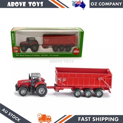 Siku 1:87 Scale Massey Fergson Tractor With Trailer Red Diecast Model Kids Toy - Image 1 of 4