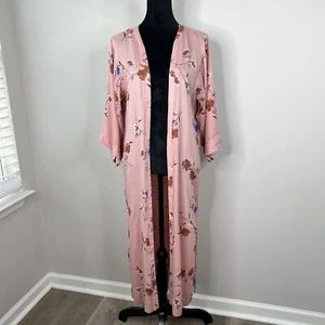 Jessica Simpson Womens Kimono Duster Size Small Dusty Rose Pink Floral Open - Picture 1 of 9