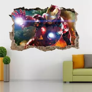 IRON MAN Avengers 3D Smashed Wall 3D Decal Removable Graphic Wall Sticker H159 - Picture 1 of 1