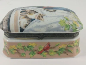 Persis Clayton Weirs Licensed By Wild Wings Jewelry Trinket Box Cats Red Birds - Picture 1 of 7