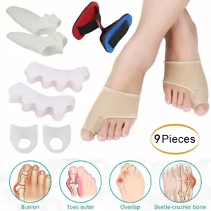 9Pcs/Set Gel Bunion Toe Corrector Orthotics Straightener Separator Pain Foot USA - Picture 1 of 12