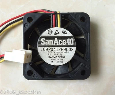San Ace 109P0412H9D03 40*40*10mm  DC 12V 0.07A 3 Pin Chassis Cooling Fan - Image 1 of 2