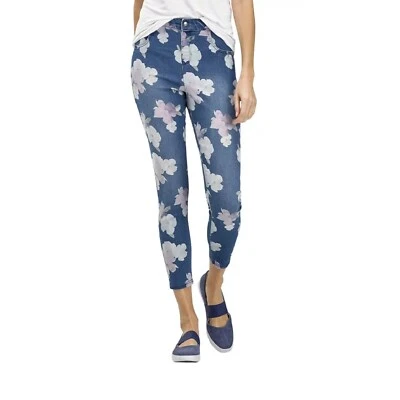 Nuevo HUE Mujer Denim-look Azul Floral Tiro Alto Leggings - Talla Pequeña 4-6 Foto 1 de 4