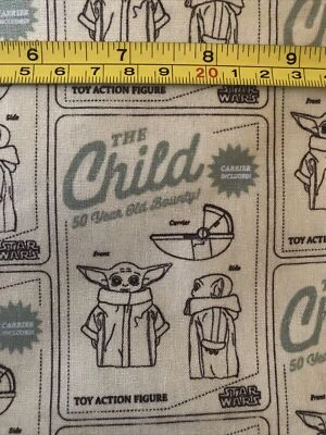Star Wars Cotton Fabric Baby Yoda The Child Cotton 1 Yard Mandalorian Beige - Image 1 of 3