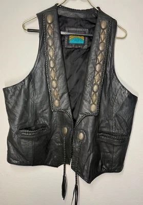 Chaleco de Cuero de Vaca Pioneer Wear Años 90 Raro De Colección Talla 44 Estilo Motociclista Occidental Conc Foto 1 de 4