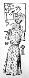Original 1944 Anne Adams Women's Jabot V-Neck Day Dress FF 4603 Pattern Sz 42 - Picture 1 of 7