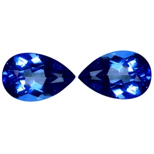 7.37 ct (2pcs) Marvelous MATCHING PAIR Pear (12 x 8 mm) English Blue Topaz - Picture 1 of 1