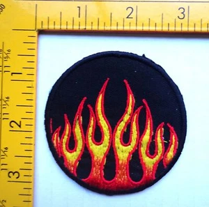 drag flames patch badge fire hot rod motorcycle biker vest race car black - Picture 1 of 1