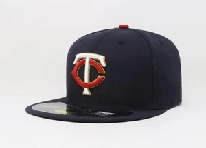 New Era 59Fifty Men Boys Cap Minnesota Twins "TC" 2016 On Field Blue Fitted Hat - Picture 1 of 5