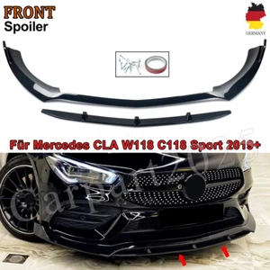 Frontspoiler Spoilerschwert für Mercedes CLA-Klasse W118 C118 Schwarz Glänz 19+ - Bild 1 von 11