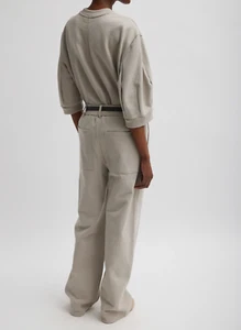 TIBI CECIL light stone Soft Peruvian Cotton Pants Sz L  adjust length NWT$345 - Picture 1 of 8