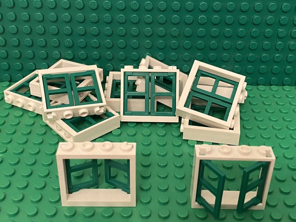 Lego 12 Ventana Blanca 1x4x3 Con Panel Verde,Ciudad/Amigos Casa Construcción Piezas Foto 1 de 1