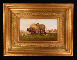 MINIATUR LANDSCHAFT BAUERN ERNTE BAYERN GEMALT SIGNIERT Christian LÜCKEL RAHMEN - Bild 1 von 4