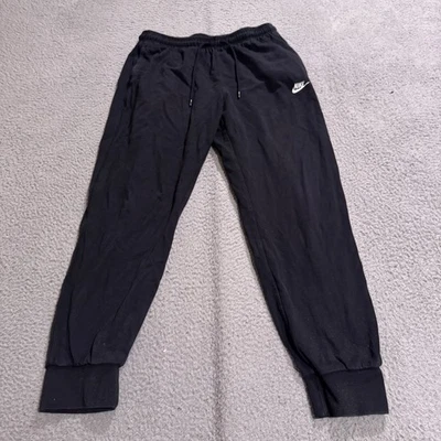 Nike Pants Mens Adult Medium Black Swoosh Logo Joggers Casual Drawstring - Image 1 of 4