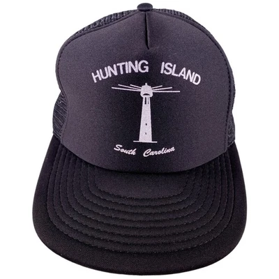 De Colección Hunting Island Carolina del Sur Trucker Sombrero Malla Snapback Negro Adulto Gorra ¡NUEVO DE LOTE! Foto 1 de 4