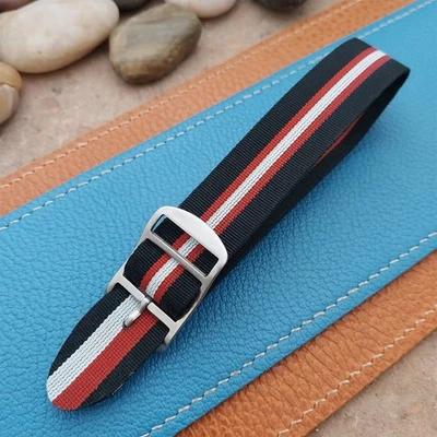 Винтажный 18 мм в полоску Perlon неиспользованный классический одиночный проход 1960-х неиспользованный ремешок для часов - Изображение 1 из 4