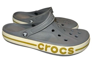 Crocs Croc Baya Band Slip On Clogs Mens 10 Womens 12 Iconic Comfort Gray - Picture 1 of 8