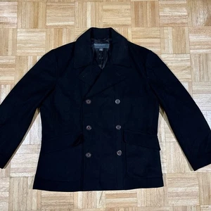 Wool With Cashmere Winter Black Overcoat Size L - Picture 1 of 9
