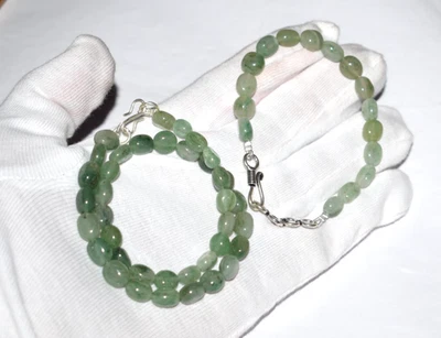 Verde Avventurina Gemma 925 Argento Sterling a Mano 7 " Braccialetti 20 " - Immagine 1 di 4