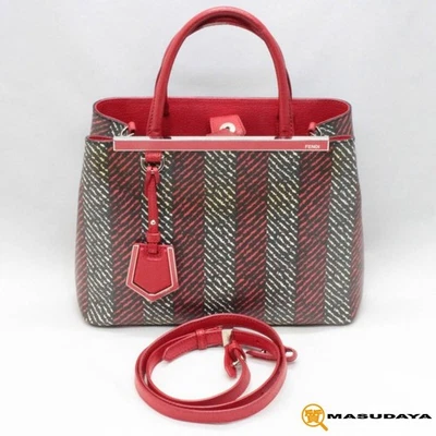 FENDI Petit Toujours 2Way Shoulder Bag Red Black White PVC Leather Used - Image 1 of 4