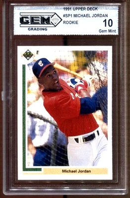 Michael Jordan Rookie Gem Mint 10 1991 Upper Deck Chicago White Sox RC NO1 редкая - Изображение 1 из 4