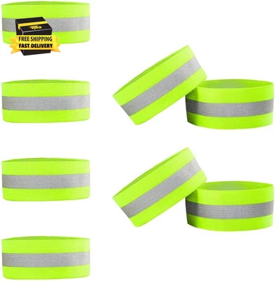 8 PCS Reflective Wristbands Adjustable Elastic Running Gear Arm Bands Belt High - Image 1 of 4