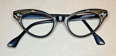 Ojo de gato Vintage Mujer Estrás Negro Francia 44x20 Foto 1 de 4