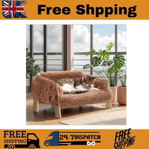 Large Cat Bed with Sturdy Wooden Legs Raised Plush Sofa for Indoor Cats & Kitten - Picture 1 of 6